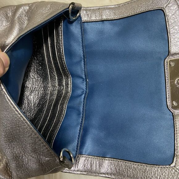 COACH Silver Metallic Leather Crossbody Y2K - Picture 10 of 11